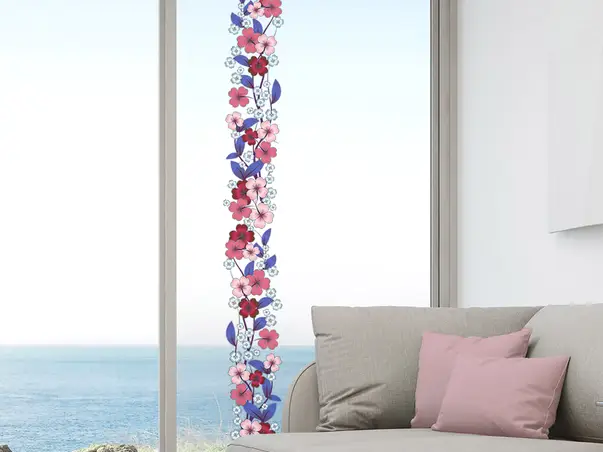 bordura decorativa model floral roz albastru 2