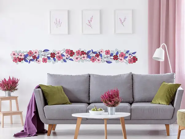 bordura decorativa model floral roz albastru 3