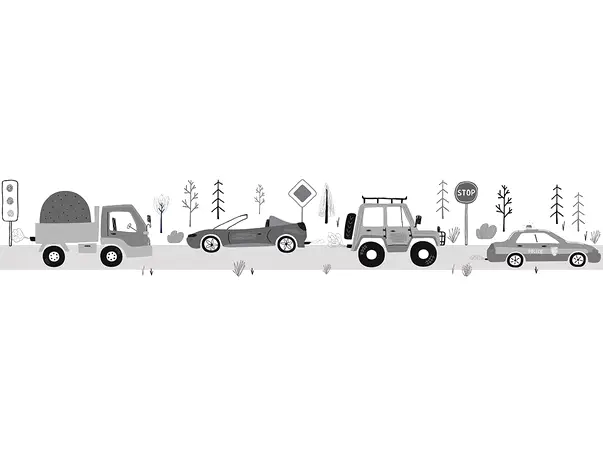 bordura tapet pentru camera copii model masini gri