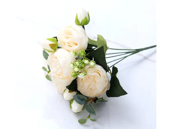 buchet flori artificiale bujori crem 30 cm