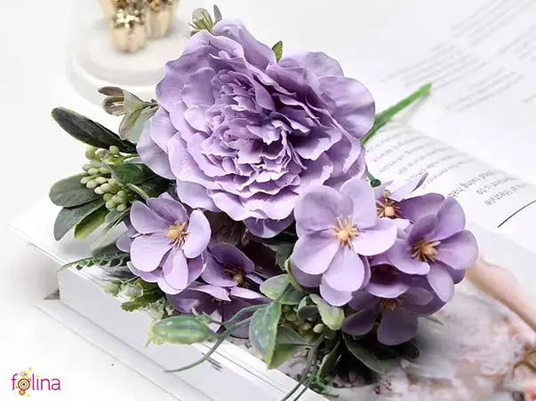 buchet flori artificiale bujori lila