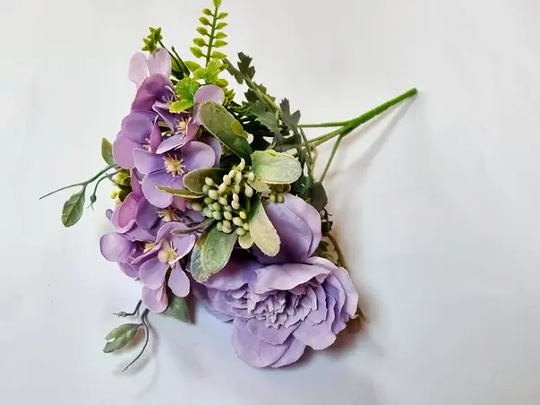 buchet flori artificiale lila 25 cm inaltime