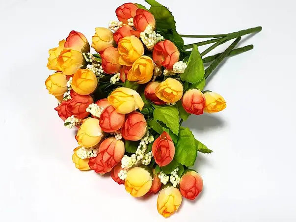 buchet flori artificiale rosa portocalii