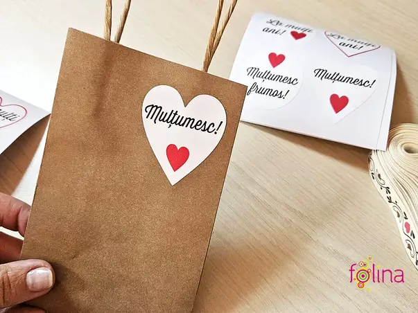 buline autoadezive albe cu mesaj multumesc