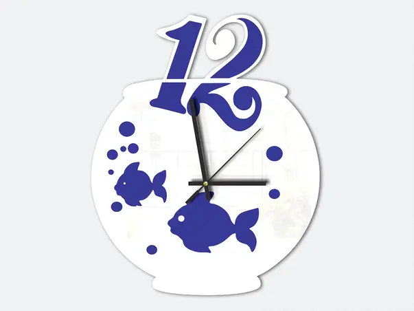 ceas decorativ acvariu alb