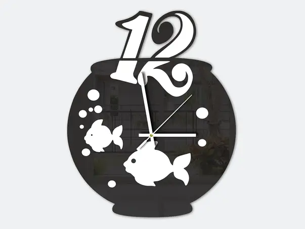 ceas decorativ acvariu negru