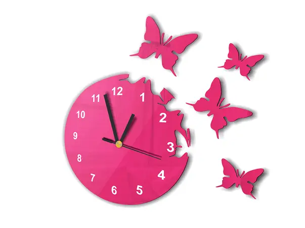 ceas decorativ fluturi magenta
