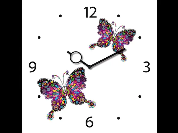 ceas decorativ patrat fluturi