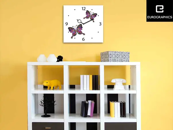 ceas decorativ patrat fluturi eurographics