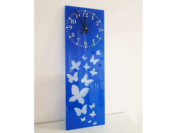 ceas perete albastru model fluturi