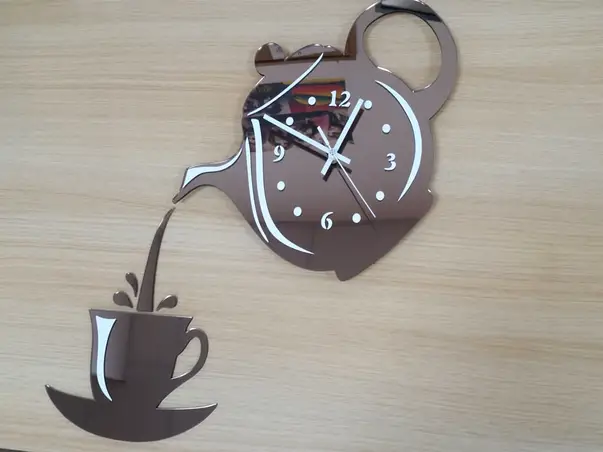 ceas perete bucatarie ceainic bronz