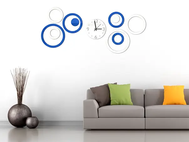 ceas perete decorativ cercuri albe