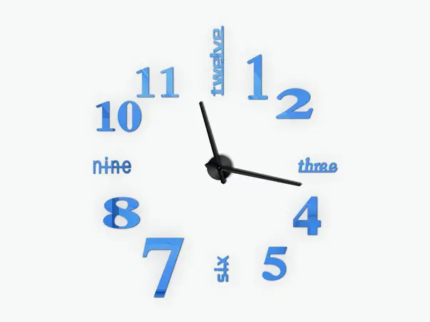 ceas perete mare albastru ace negre