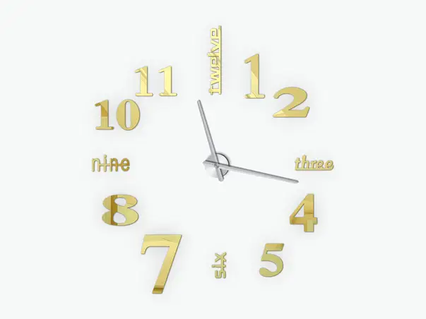 ceas perete mare auriu ace argintii