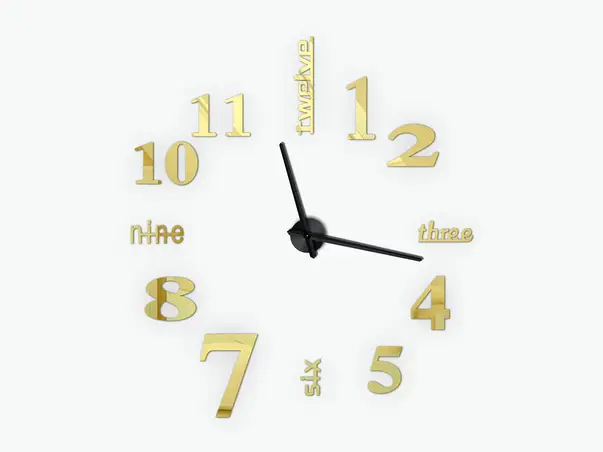 ceas perete mare auriu ace negre