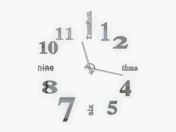 ceas perete mare gri ace argintii