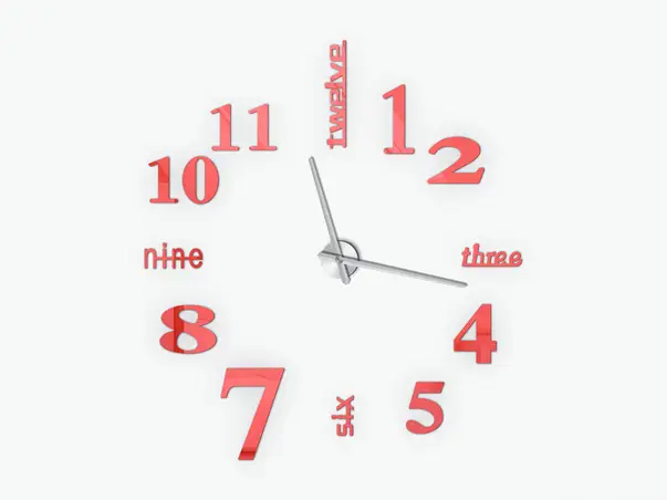 ceas perete mare rosu ace argintii