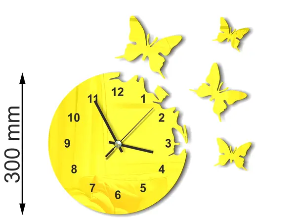 ceas plexiglass galben model fluturi