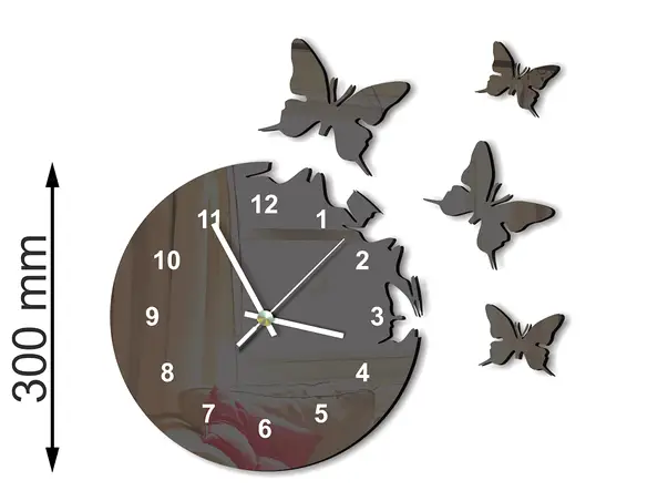 ceas plexiglass negru model fluturi