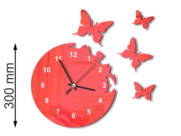 ceas plexiglass rosu model fluturi