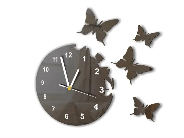 ceas sticla acrilica neagra fluturi