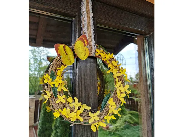 coronita decorativa folina flori artificiale galbene 25 cm