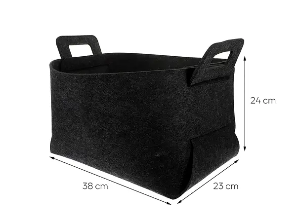 cos de depozitare si organizare din pasla neagra doua manere folina pliabil s01