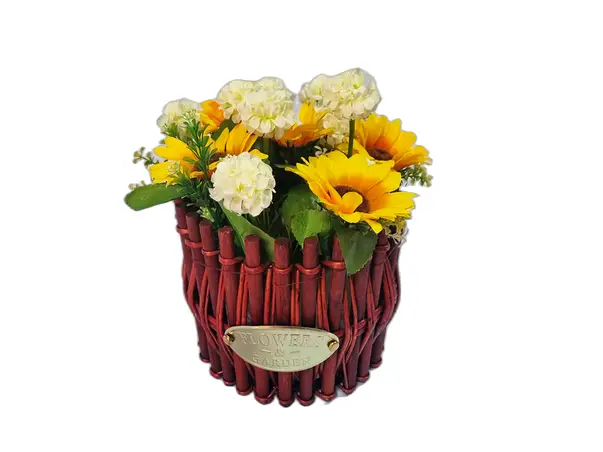 cos decorativ cu floarea soarelui artificiala