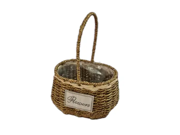 cos decorativ oval din ratan impletit