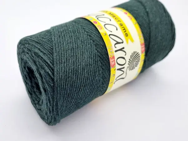 cotton macrame maccaroni verde inchis