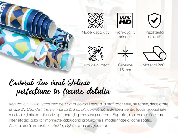 covor antiderapant din vinil traversa cu model ceramica persana 70 cm latime s02