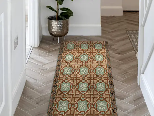 covor antiderapant din vinil traversa cu model ceramica persana 70 cm latime s06