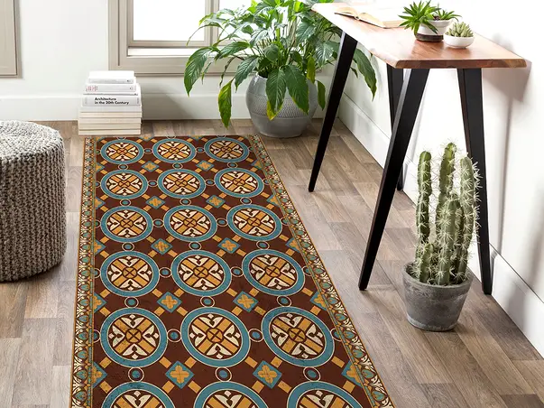 covor antiderapant din vinil traversa cu model mozaic marocan zellige 70 cm latime s04