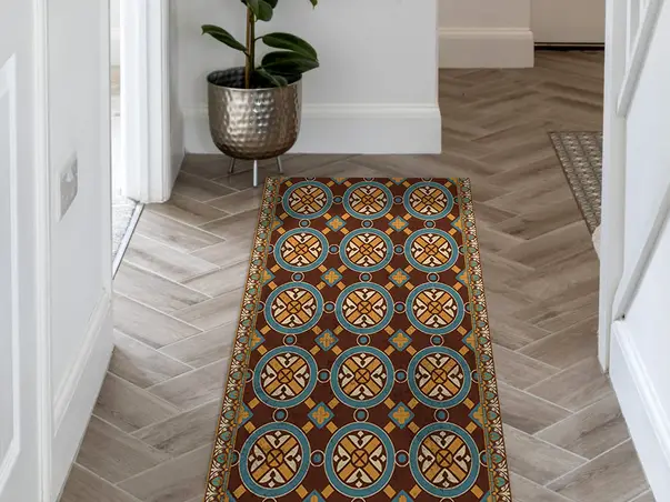 covor antiderapant din vinil traversa cu model mozaic marocan zellige 70 cm latime s06
