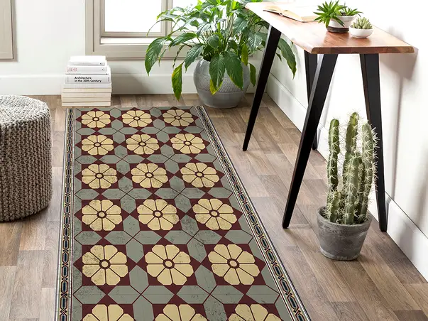 covor antiderapant din vinil traversa cu model mozaic victorian 70 cm latime s04