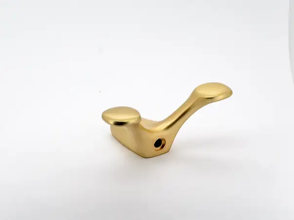 cuier din inox galben suport de perete dublu pentru halate sau prosoape model1