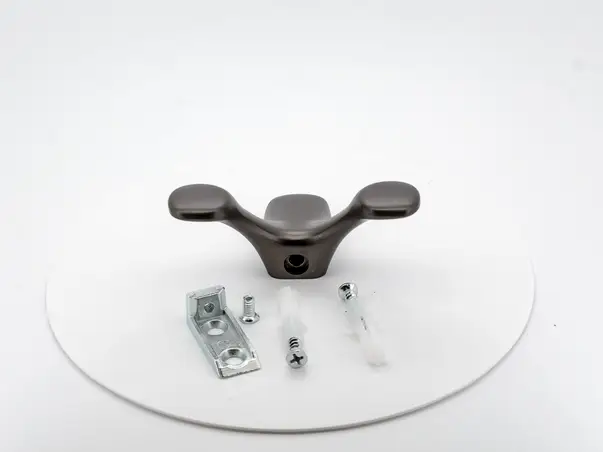 cuier din inox gri suport de perete dublu pentru halate sau prosoape model2