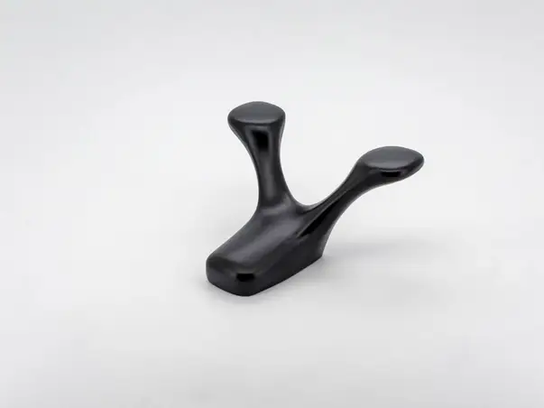 cuier din inox negru suport de perete dublu pentru halate sau prosoape model1 6359