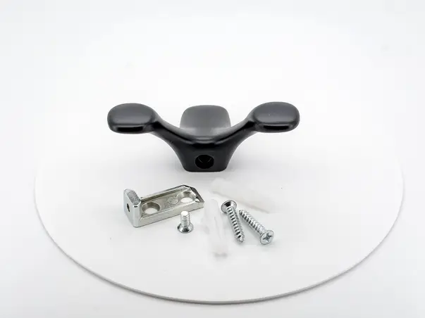 cuier din inox negru suport de perete dublu pentru halate sau prosoape model2