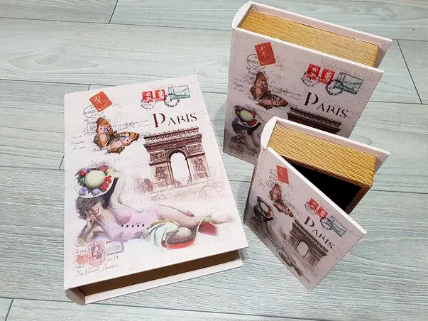 cutie decorativa din lemn fluturi