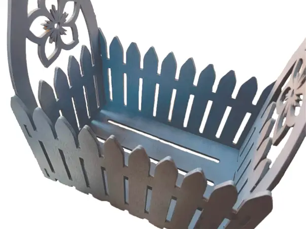 cutie lemn albastra model floare