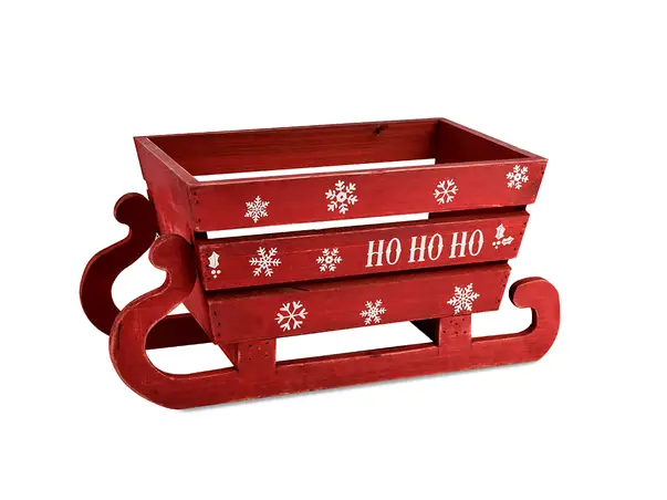 cutie lemn decorativa Sania lui Mos Craciun