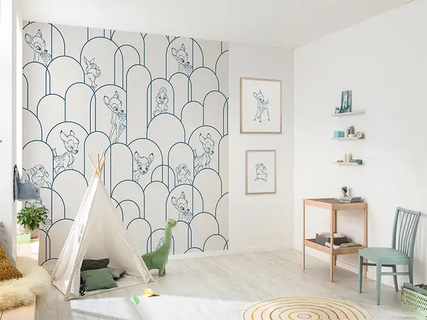 decor camera copii cu fototapet si tablouri hide away bambi