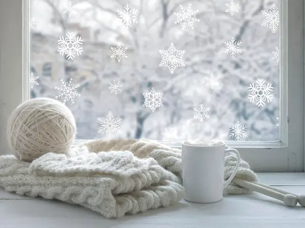 decor geam fulgi pentru craciun