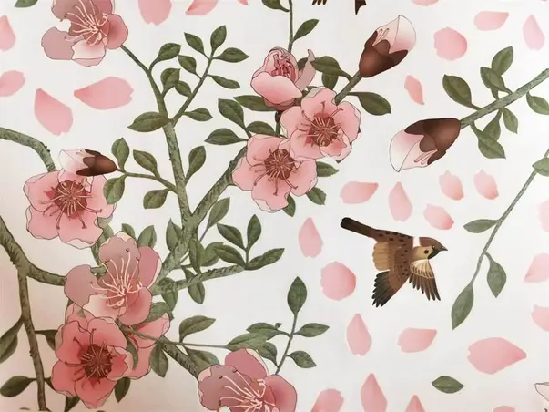 decor perete crengi inflorite