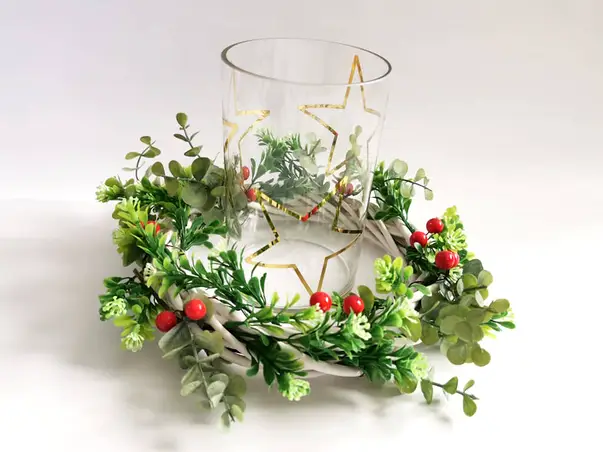 decoratiune Craciun coronita si cilindru din sticla