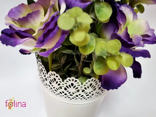 decoratiune bucatarie flori mov