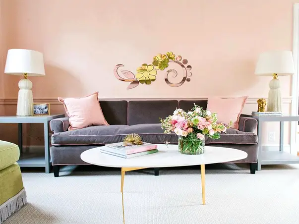 decoratiune perete oglinda aurie daisy