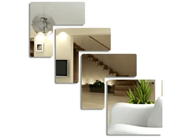 decoratiune perete oglinda patrate