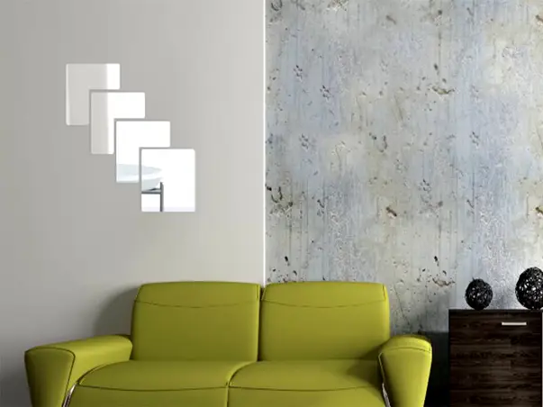 decoratiune perete oglinda patrate